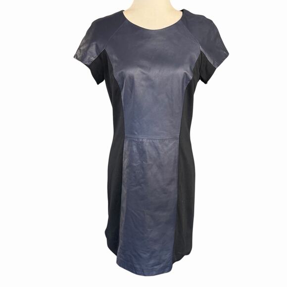 Vakko Leather Sheath Dress Black S/S Vamp Gothic Goth Officesiren Witchy 10 - Picture 1 of 10